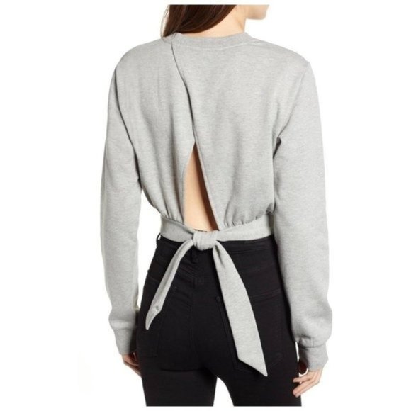 Rebecca Minkoff Tops - NWT Rebecca Minkoff Molly Tie Back Crop Sweatshirt in Gray